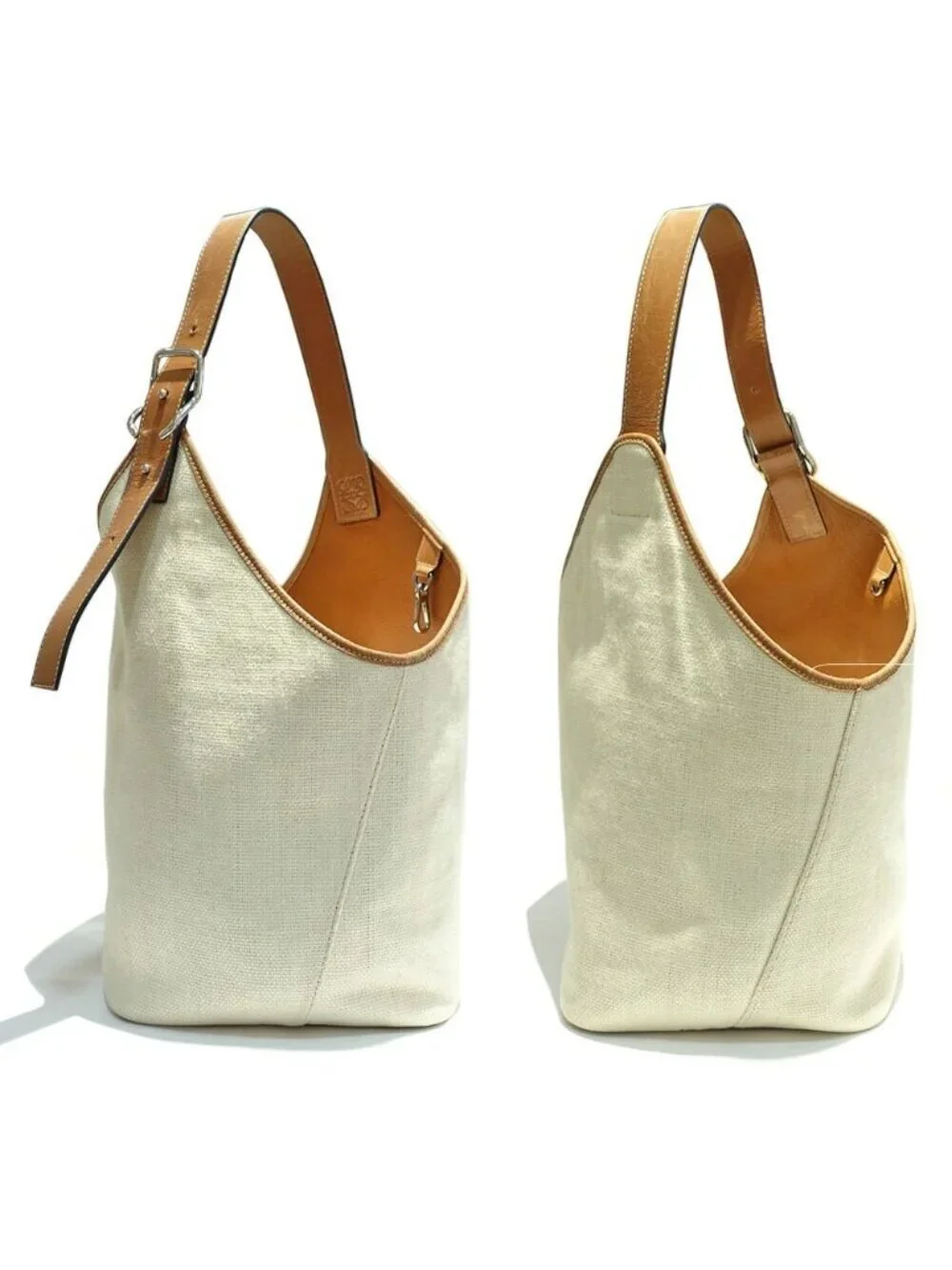 Loewe Balloon Shoulder Bag White Brown Silver